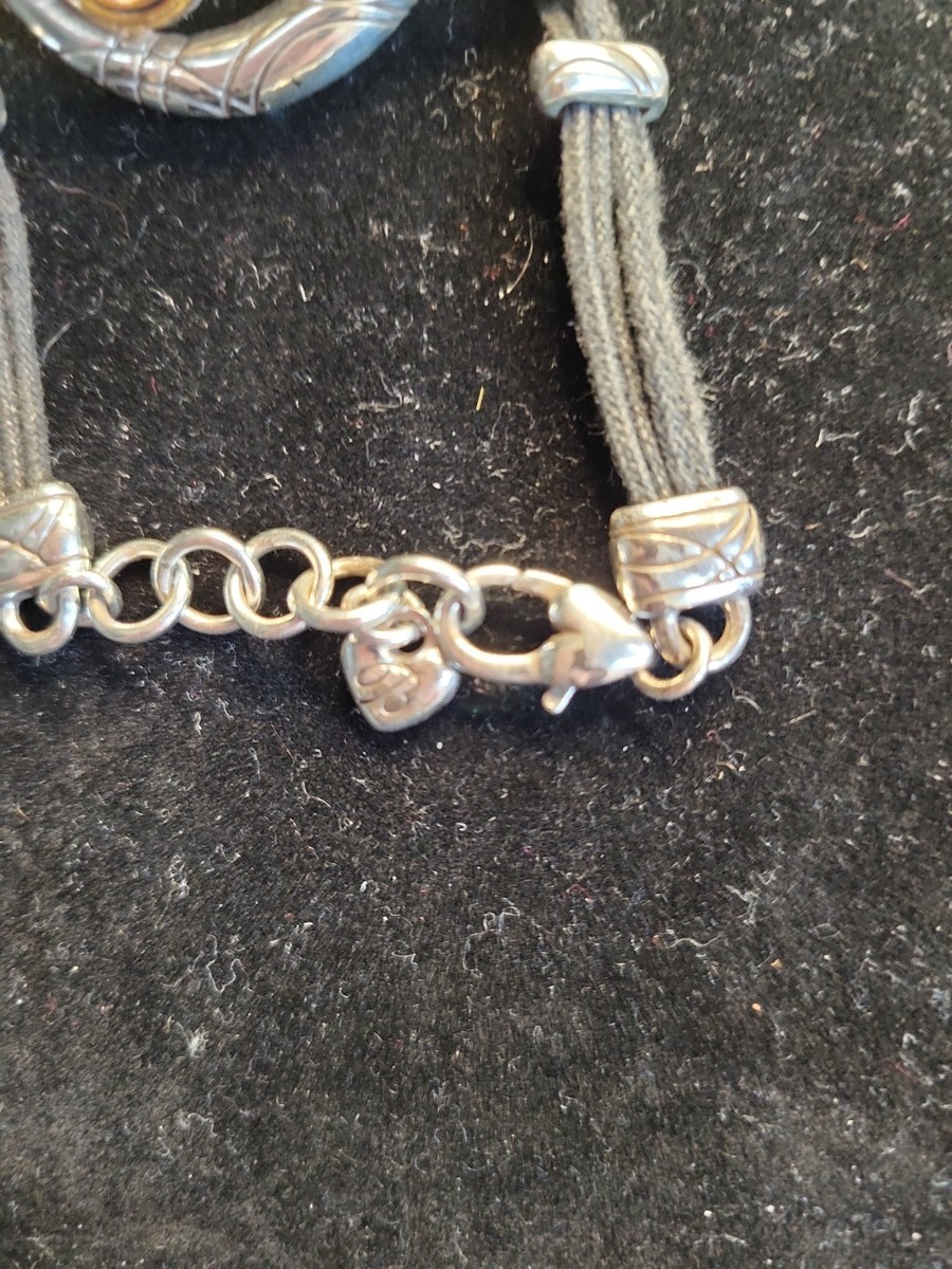 Brighton Bubbles Two-Tone Heart Black Corded Retired Bracelet View 5