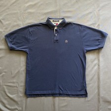 Vintage 1990s Tommy Hilfiger Polo Shirt Mens Size XL Navy Blue Crest Logo 90s