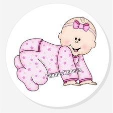 PINK GIRL BABY SHOWER SCRAPBOOK ENVELOPE SEALS STICKERS LABELS FOR FAVORS