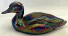 Rare Fenton Iridescent Cobalt Mallard Duck Figurine