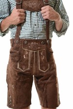 Authentic Bavarian Lederhosen  Handmade Suede Leather Trachten Shorts With Belt