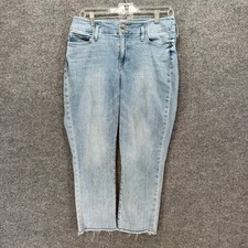 NYDJ Marilyn Straight Ankle Jeans Women 8 Light Blue Raw Hem Stretch Denim Pants