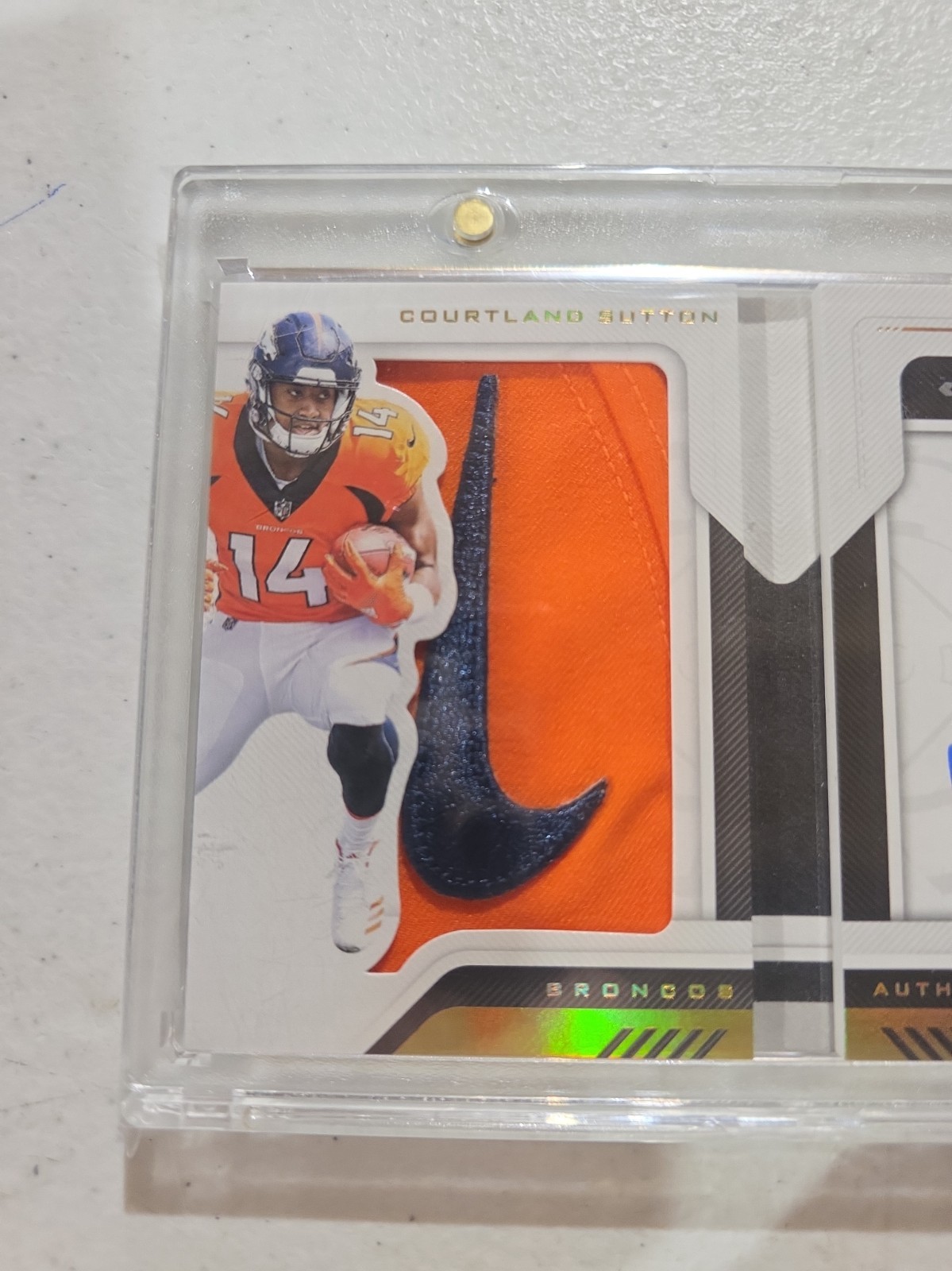 Panini 2018 Playbook Courtland Sutton RC Auto Nike Swoosh Booklet 1/1 Broncos view 2