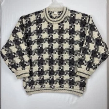 100% Sheep Wool Men's XL Sweater Handmade in Ecuador cream gray outdoor winter