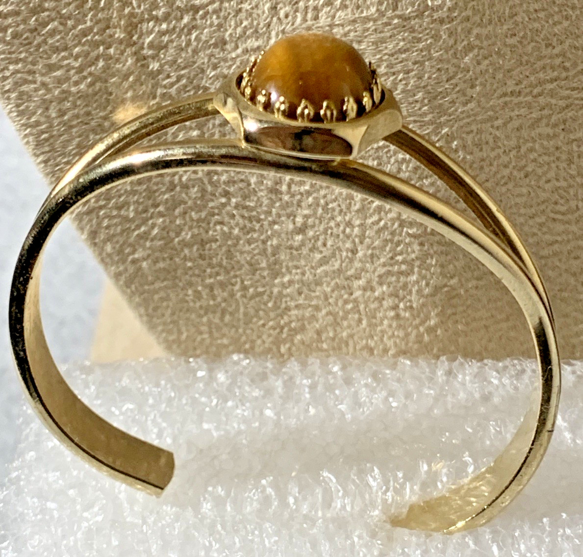 Vintage Tiger Eye Goldtone Cuff Bracelet