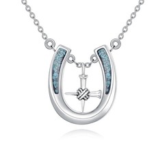 Horseshoe Necklace Sterling Silver Horseshoe Nail Cross Necklace Horse Shoe J...