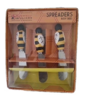 maxwell williams Box Of 3 Spreaders Busy Bee  Coloured Wooden Handle Quality...