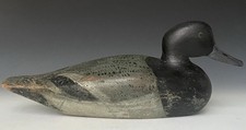 Primitive Antique Duck Decoy: Folky Working Midwestern/OH Bluebill Drake, c.1925
