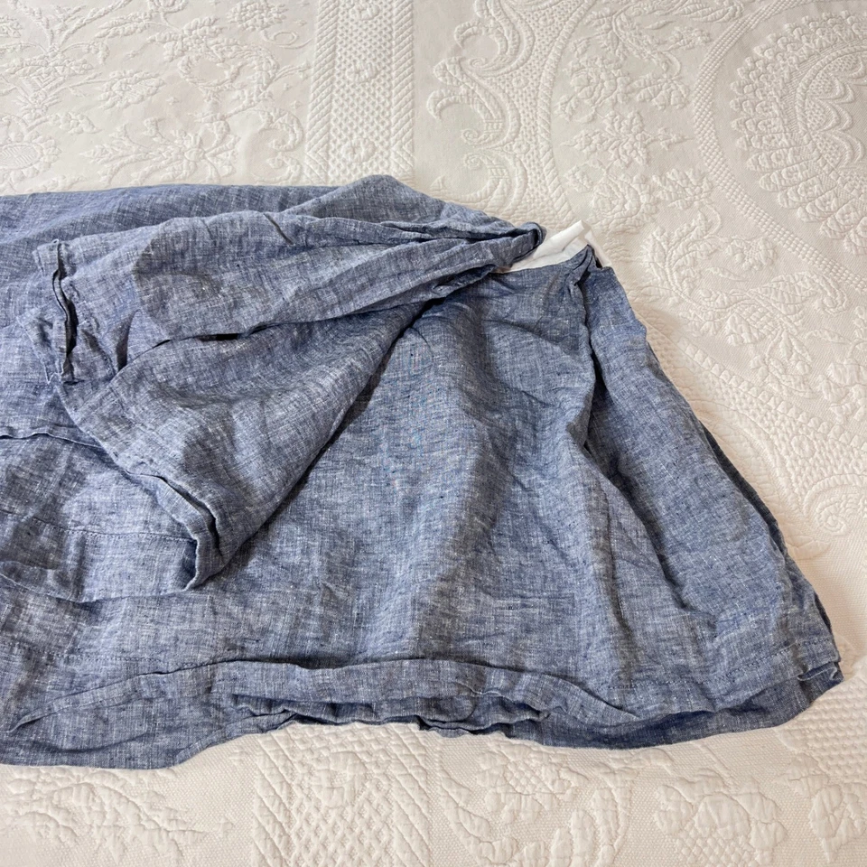 Panel de falda de cama Pottery Barn Kids azul cambray 100 % lino algodón talla única 52x28 Foto 4 de 4