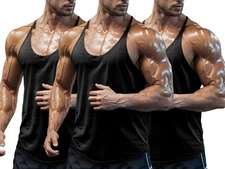 Men's Bodybuilding Stringer Tank Tops Quick Dry Workout Shirts Sleeveless Y-B...