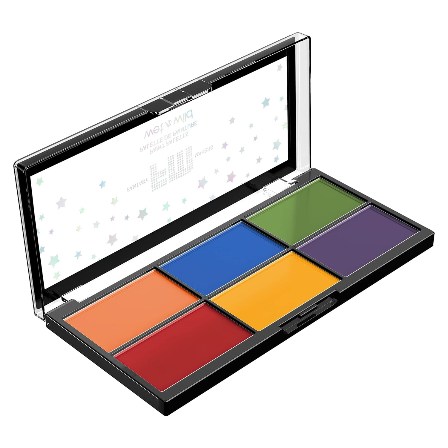 Rainbow Face & Body Paint Palette, 6 Colors, Blendable, No Water, Matte/Metallic