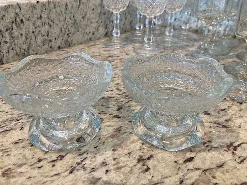 Set of 2 Vintage Anchor Hocking Pebble Glass Reversible Candle Holders