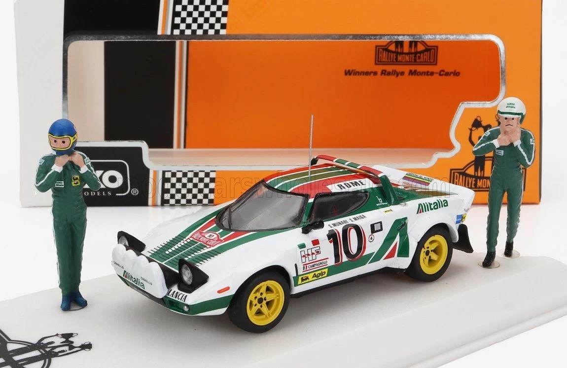 LANCIA STRATOS HF N°10 GAGNANT DU RALLY MONTECARLO 1976 AVEC Figurine Munari Maiga Ixo 1 43