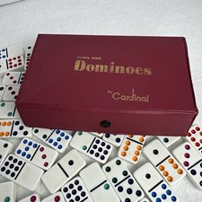 Vintage Double Nine Dominoes By Cardinal in Original Red Vinyl Case 55-Pc Set