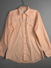 Vintage Mesquite Western Shirt Mens 16.5 Peach Snap Pearl Long Sleeve USA 80s