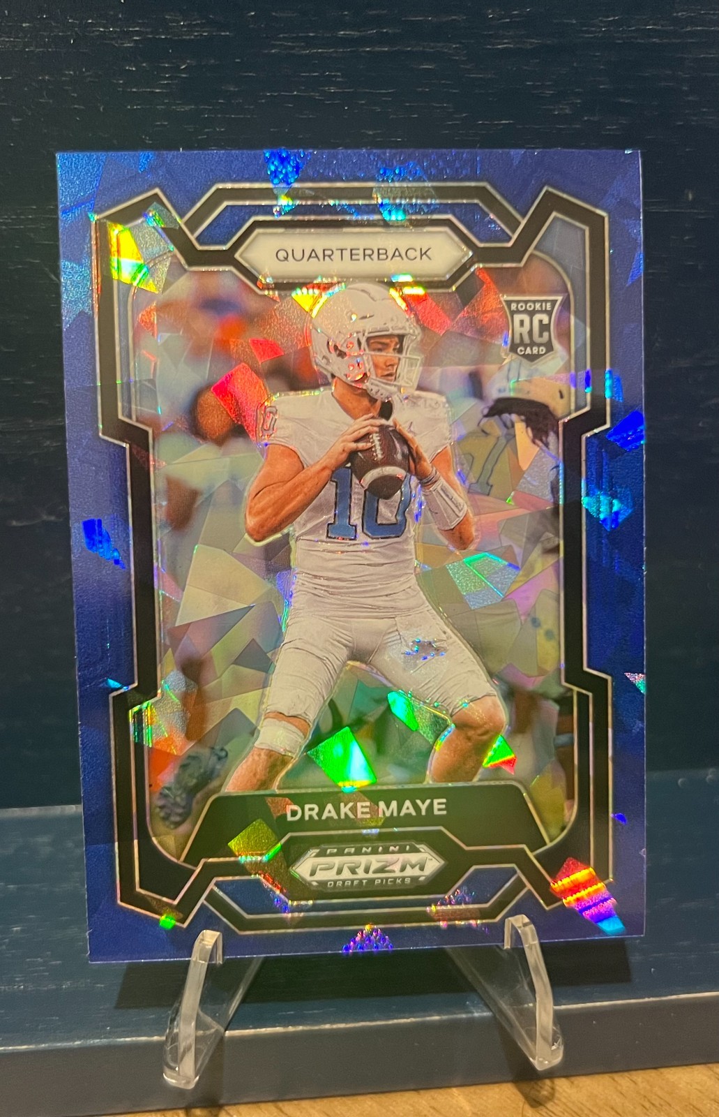 2024 Panini Prizm Draft Picks Drake Maye Blue Ice Prizm /99 Patriots & Tar Heels