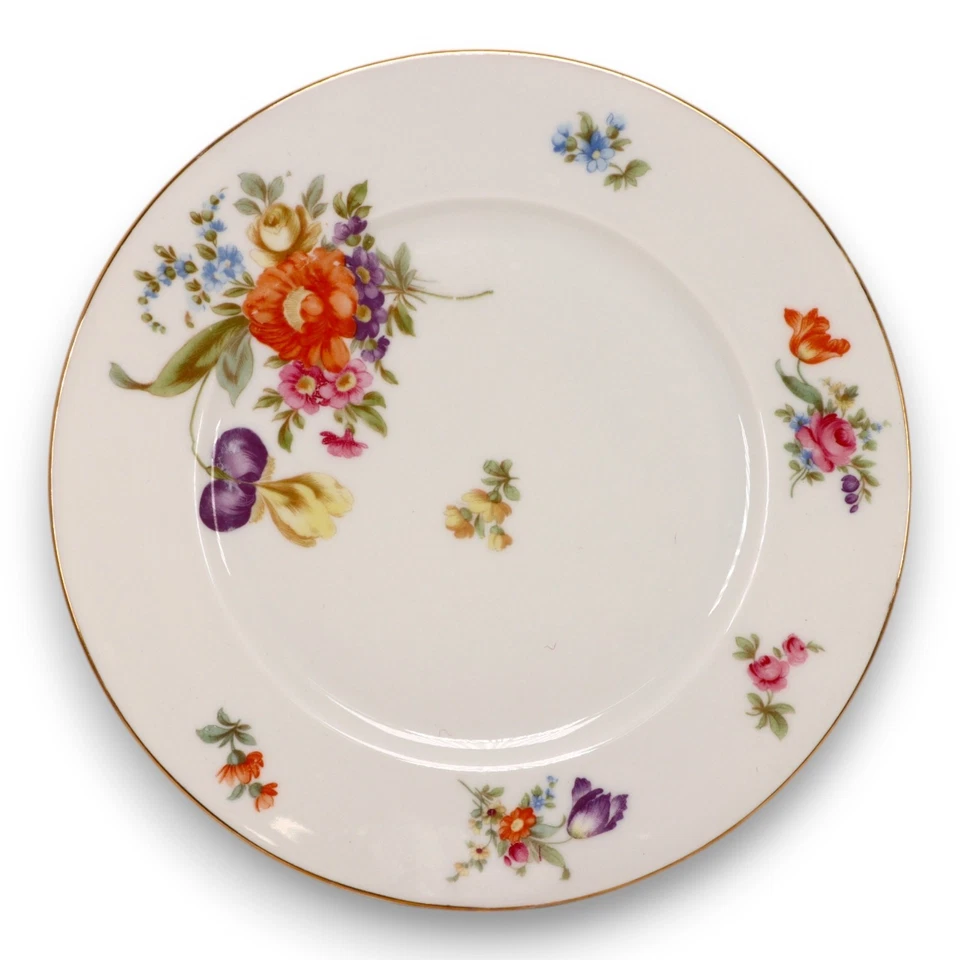 Plato de cena KPM Krister KPM2 9 3/4" varios florales dorados Alemania vintage años 30 Foto 4 de 4