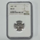 1887 Seated Liberty Silver Dime 10C NGC MS63 Toned Uncirculated Coin