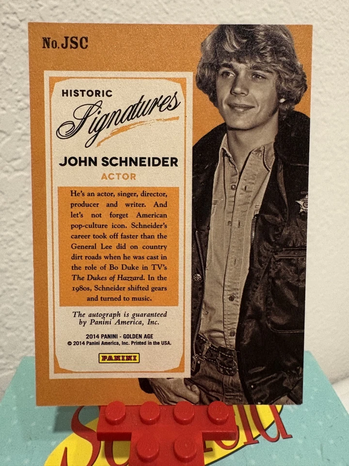 2014 Panini Golden Age John Schneider "Bo Duke" OnCard AUTO #JSC FRESH PULL - Image 2 of 2