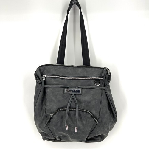 Bolsa de pañales Petunia Pickle inferior cincha cubo mochila gris sin almohadilla cambiante - Imagen 2 de 10