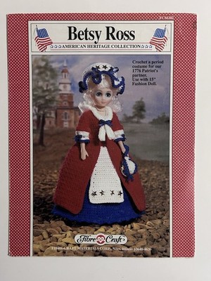 FIBRE CRAFT Betsy Ross Crochet Pattern for 15  Doll Leaflet #FCM202