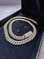 8mm VVS1 D Moissanite Cuban Link Gold Plated 925S 18 Inch