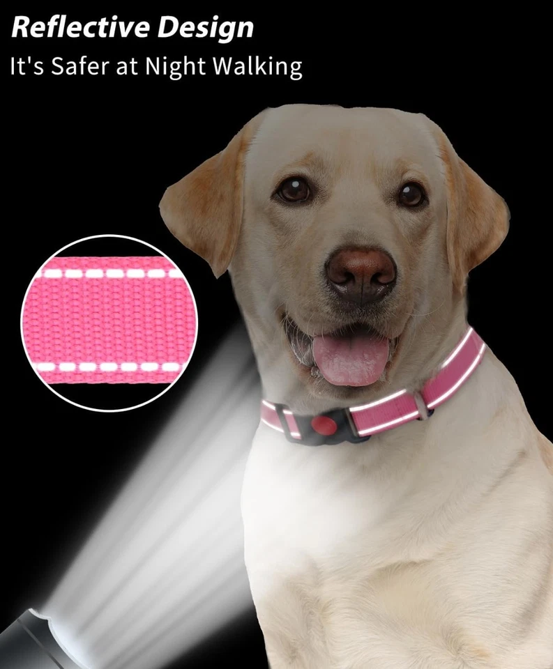 Martingale 狗项圈,无滑出反光小狗/小领-粉色 — 第 4/4 张图片