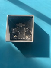 Child  s Cute Sterling Silver w/CZ Small Hoop Earrings. Comes With Gift Box.