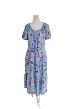 Loft Women's Multicolor Floral Print Sz S Short Sleeve Tiered Rayon Dress