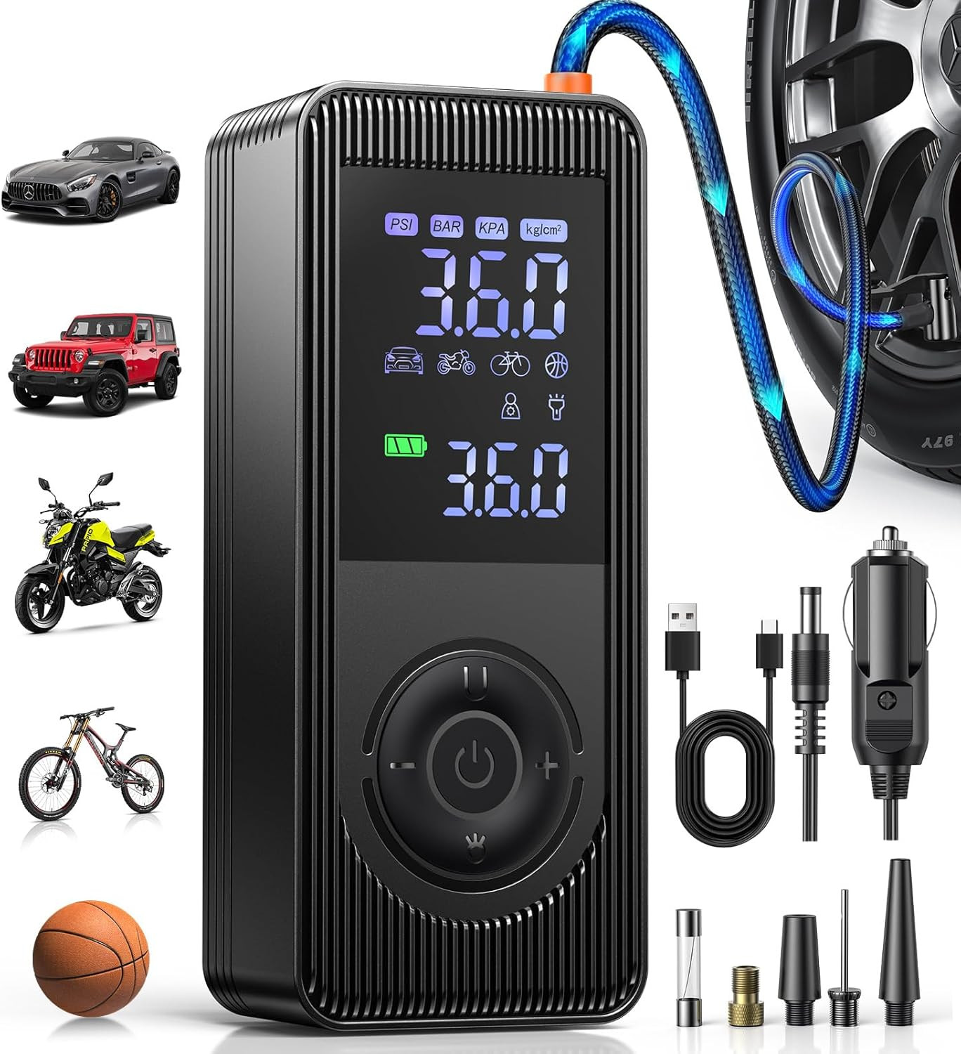 Tyre Inflator Air Compressor 150PSI Portable Car Cordless Rechargeable Tyre Pump
