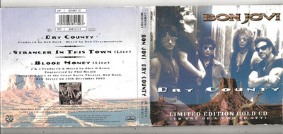 BON JOVI - DRY COUNTY RARE UK 6-TRACK (5 LIVE) 2-CD SINGLES SET FROM 1994
