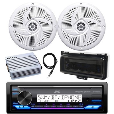 JVC Marine Bluetooth Receiver, Amplifier, 2x 5.25'' 180W Speaker, Cover (White)