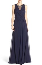 Eliza J Embellished Chiffon Fit & Flare Gown (Size 2)