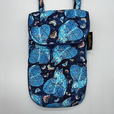 NWT Laurel Burch Indigo Cats Quilted Collection Magnetic Closure Crossbody Purse
