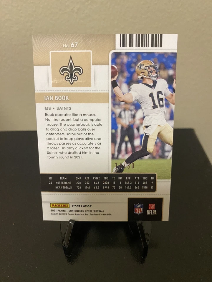 2021 Panini Contenders Optic Ian Book Green Pulsar /30 Rookie RC Saints Patriots - Image 2 of 2