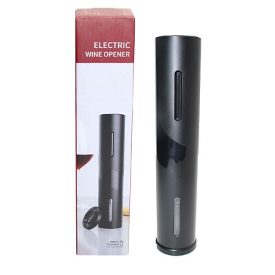 Black Wine Opener Electric Corkscrew Battery Op Foil Cutter Wine Bottle Opener