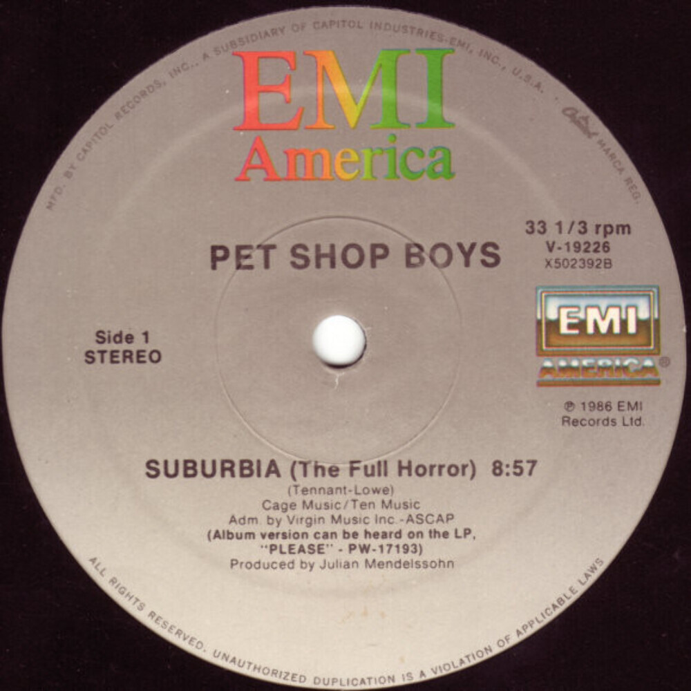ペット・ショップ・ボーイズ／サバービア EPレコード Pet Shop Boys - Suburbia (12