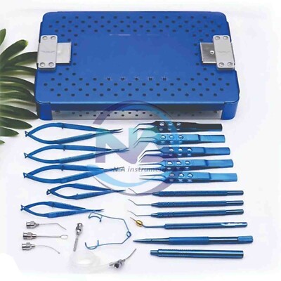 Ophthalmic Micro Surgical instrument Eye Surgery Set of 21 Pcs Titanium Coated
