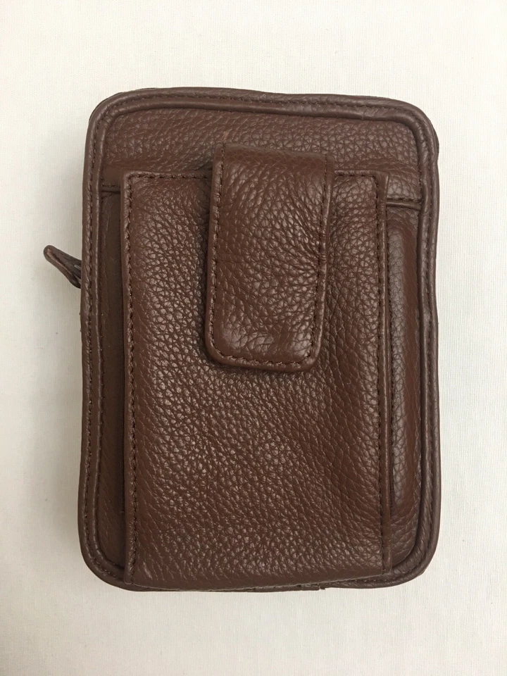 Coldre clipe cinto pistola bolsa de couro marrom genuíno 7” X 5” X 1,5” - Imagem 4 de 4