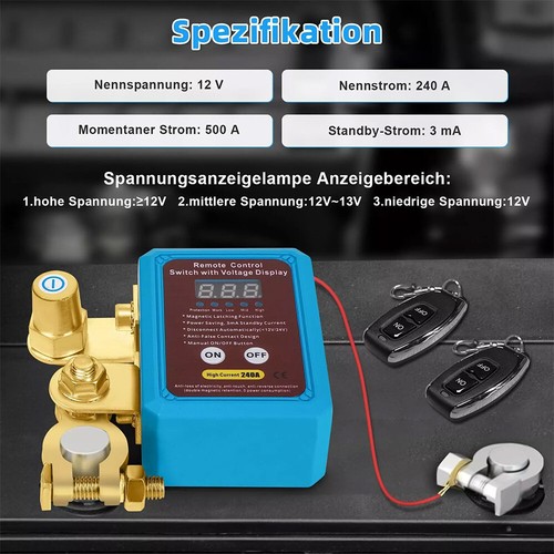 12V KFZ Auto Batterie Trennschalter Stromschalter Isolator LCD 2*Fernbedienung - Bild 7 von 17
