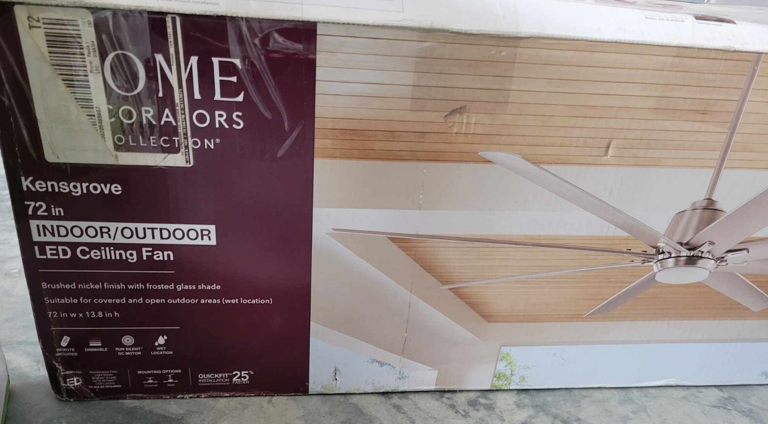 NEW Home Decorators Collection Kensgrove 72" Brushed Nickel Ceiling Fan
