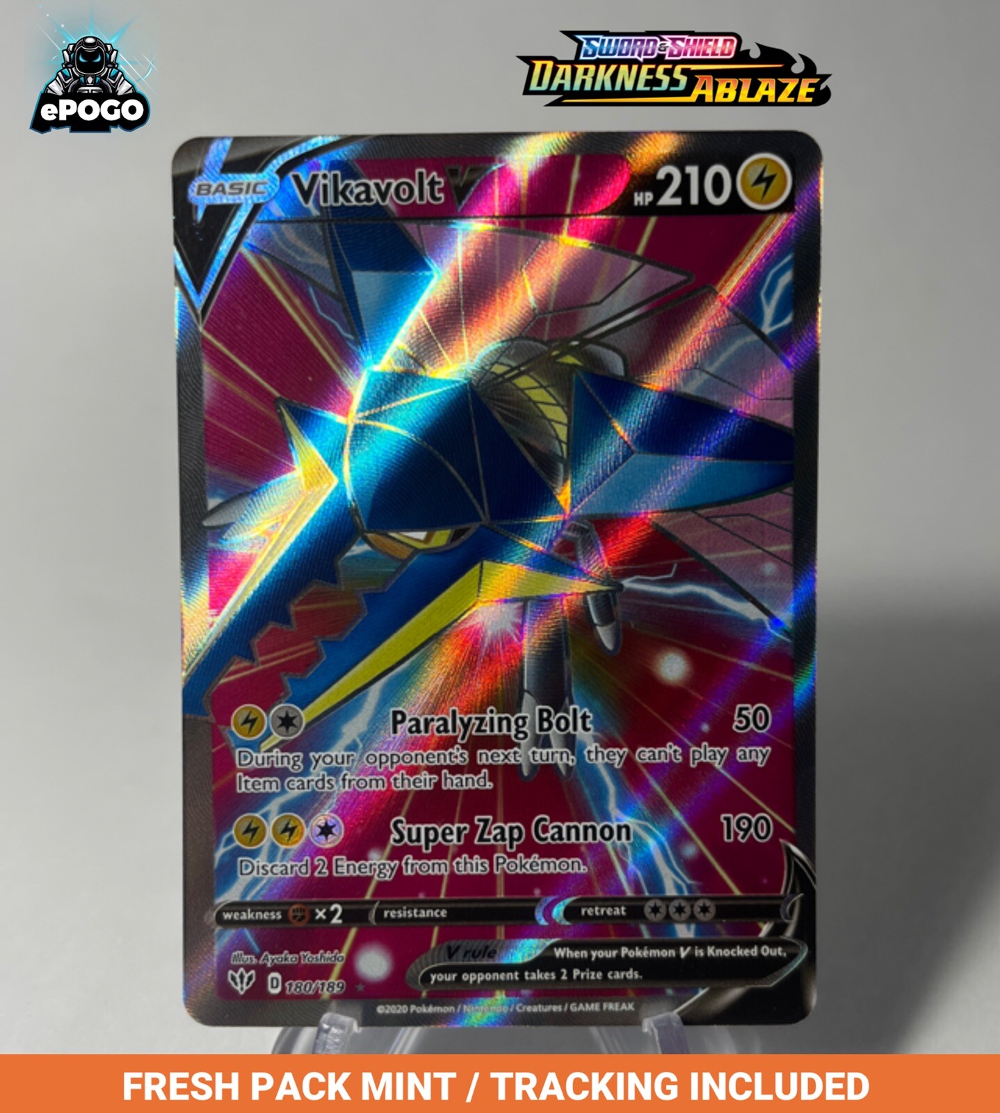 Vikavolt V 180/189 Full Art Pokemon TCG: Darkness Ablaze MINT SHIPS TODAY!