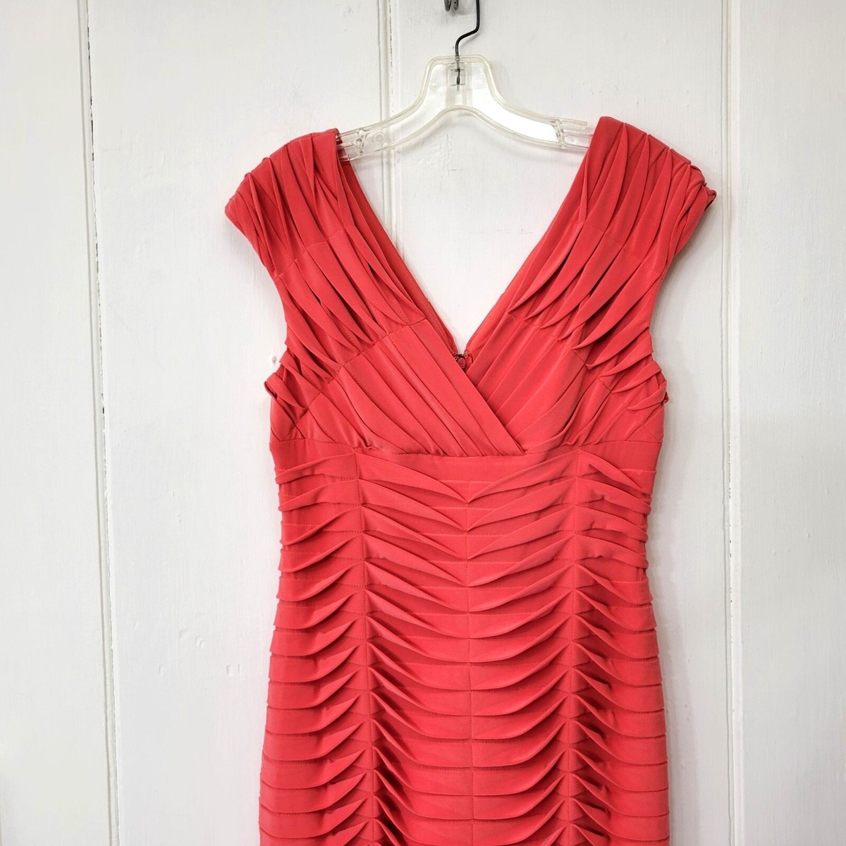 Adrianna Papell Body Con Orange Pleated Dress | eBay