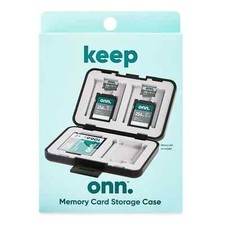 ONN Memory Card Storage Case: Securely Store 12 SD/MicroSD/CF Cards. Shockproof
