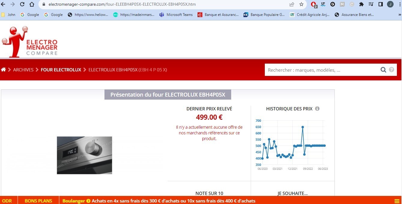 Four encastrable pyrolyse Electrolux EBH4P05X chaleur tournante A+
