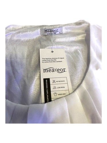Meaveor Juniors Large Fit & Flare Dress Lined White Striped with Blue and brown - Picture 4 of 12