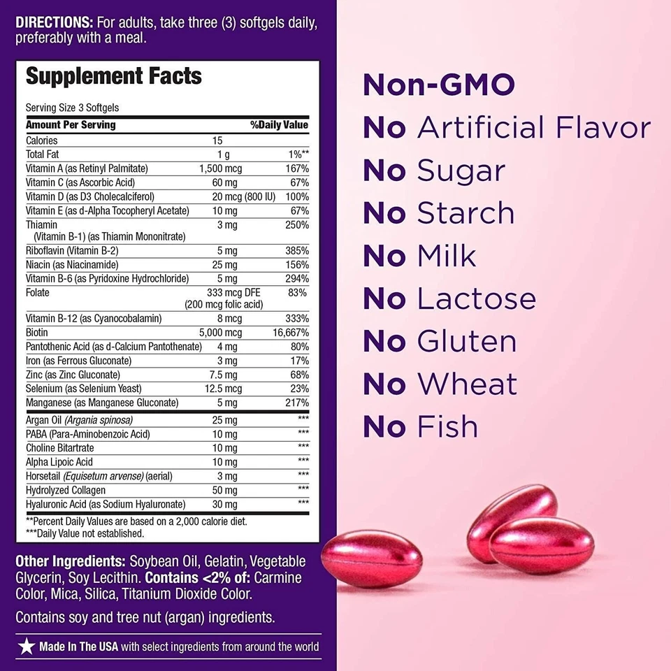 Nature's Bounty Optimal Solutions Unhas de Cabelo Força Extra Biotina 2 PACOTES - Imagem 4 de 4