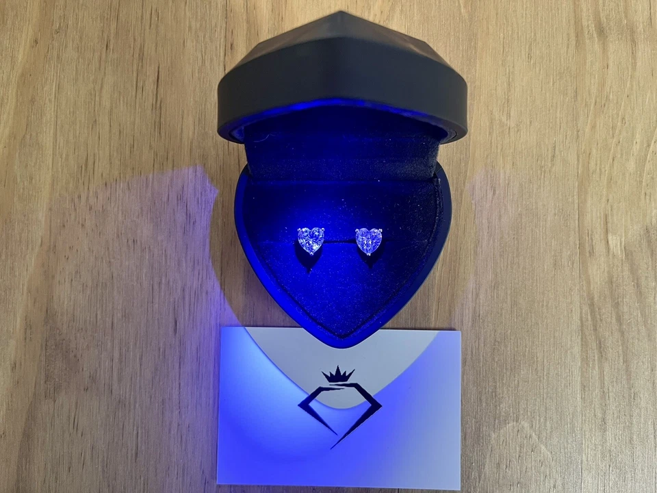 2ct Heart Cut Earrings White Gold Diamond Test Pass Lab-Created VVS1/D/Excellent - Image 3 of 4