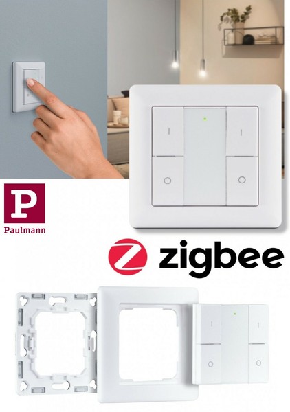 Paulmann Wandschalter Touchlink Smart Home Zigbee On/Off/Dimm FüR 2 Gruppen Weiß-image