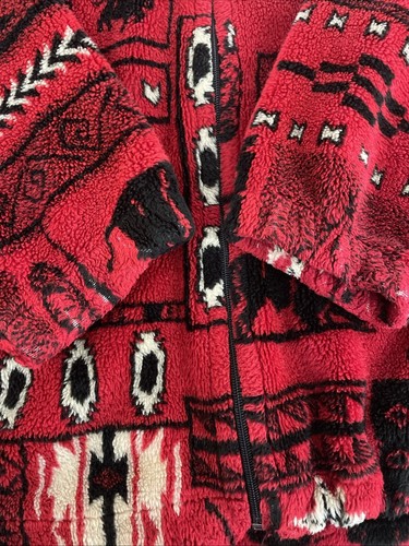 Art Unlimited Made In USA Full Zip Fleece Mens Size XL Buffalo Red Jacket - Picture 9 of 11